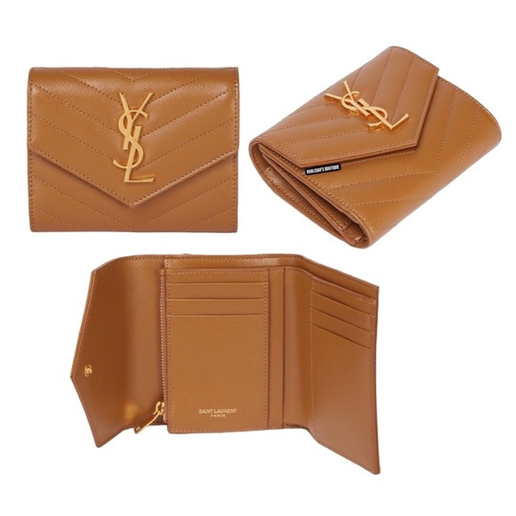 NWT VERY RARE! YSL YVES SAINT LAURENT Monogramme Grain de Poudre Tri-Fold Wallet - Picture 3 of 13